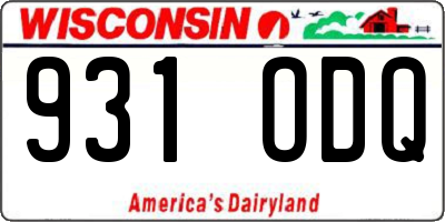 WI license plate 931ODQ