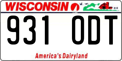 WI license plate 931ODT