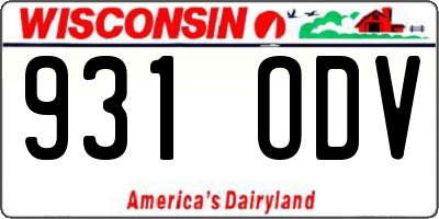 WI license plate 931ODV
