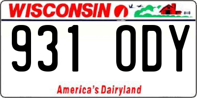 WI license plate 931ODY