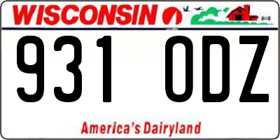 WI license plate 931ODZ