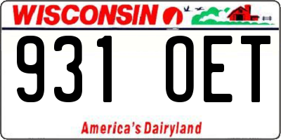 WI license plate 931OET