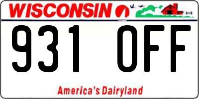 WI license plate 931OFF