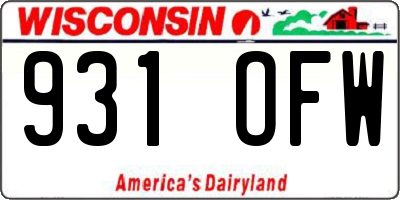 WI license plate 931OFW