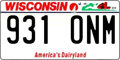 WI license plate 931ONM