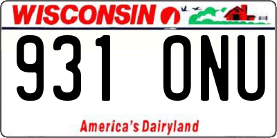 WI license plate 931ONU