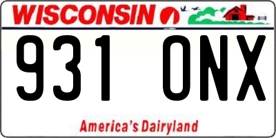 WI license plate 931ONX