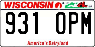 WI license plate 931OPM