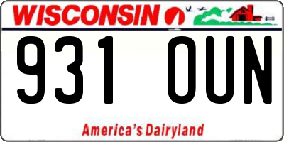 WI license plate 931OUN