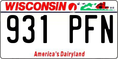 WI license plate 931PFN