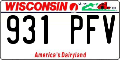 WI license plate 931PFV