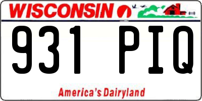 WI license plate 931PIQ