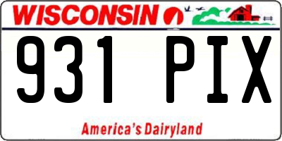 WI license plate 931PIX