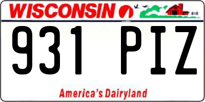 WI license plate 931PIZ
