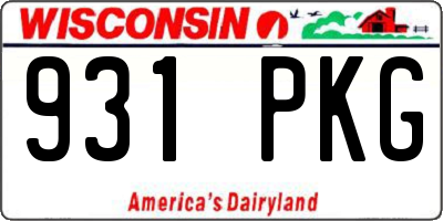 WI license plate 931PKG