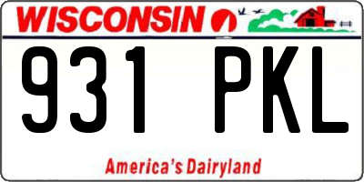 WI license plate 931PKL