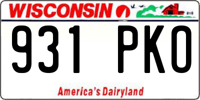 WI license plate 931PKO