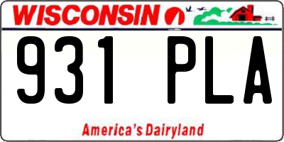 WI license plate 931PLA