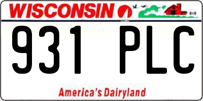 WI license plate 931PLC