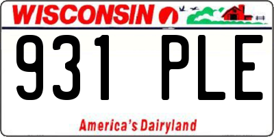 WI license plate 931PLE