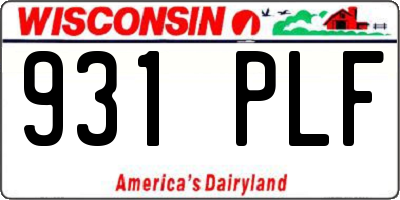 WI license plate 931PLF