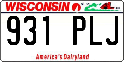 WI license plate 931PLJ