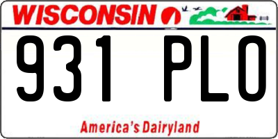 WI license plate 931PLO