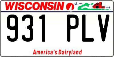 WI license plate 931PLV