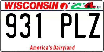 WI license plate 931PLZ