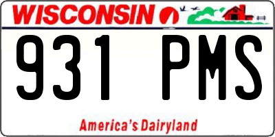WI license plate 931PMS