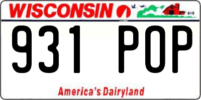 WI license plate 931POP