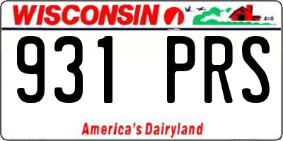 WI license plate 931PRS