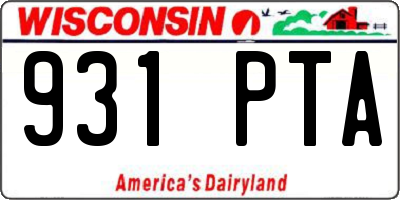 WI license plate 931PTA