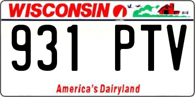 WI license plate 931PTV