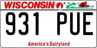 WI license plate 931PUE