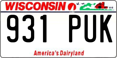 WI license plate 931PUK