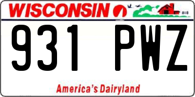 WI license plate 931PWZ
