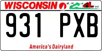 WI license plate 931PXB