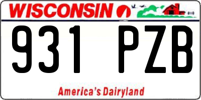WI license plate 931PZB