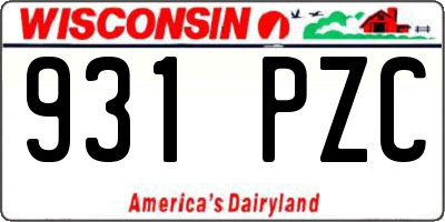 WI license plate 931PZC