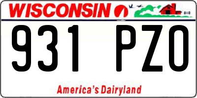 WI license plate 931PZO