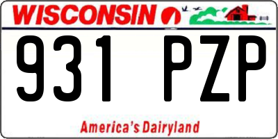 WI license plate 931PZP