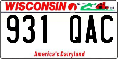 WI license plate 931QAC