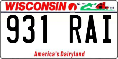 WI license plate 931RAI