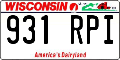 WI license plate 931RPI