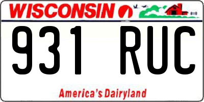 WI license plate 931RUC