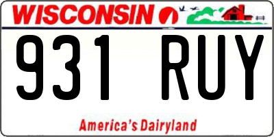 WI license plate 931RUY