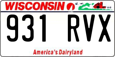 WI license plate 931RVX