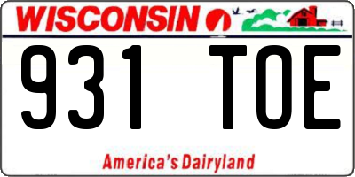 WI license plate 931TOE