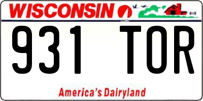 WI license plate 931TOR